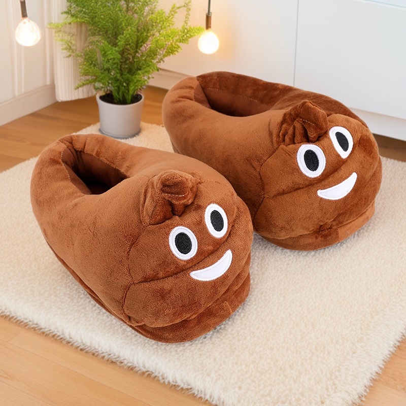 Men Shoes Models - Funny Poop Emoji Plush Slippers Warm