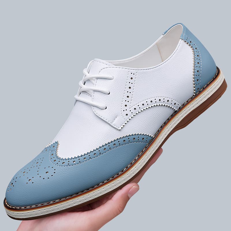 Mens White Blue Two Tone Brogu - Men'S Shoes Hush Puppies recension och pris