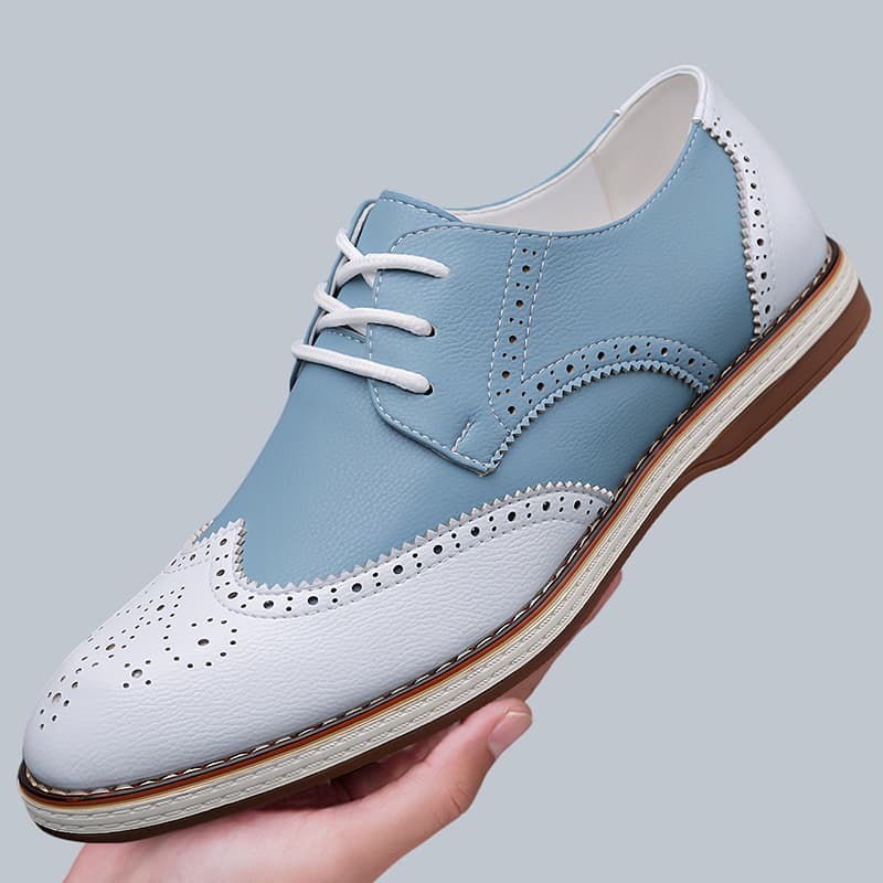 Mens White Blue Two Tone Brogu - Men'S Shoes Hush Puppies recension och pris