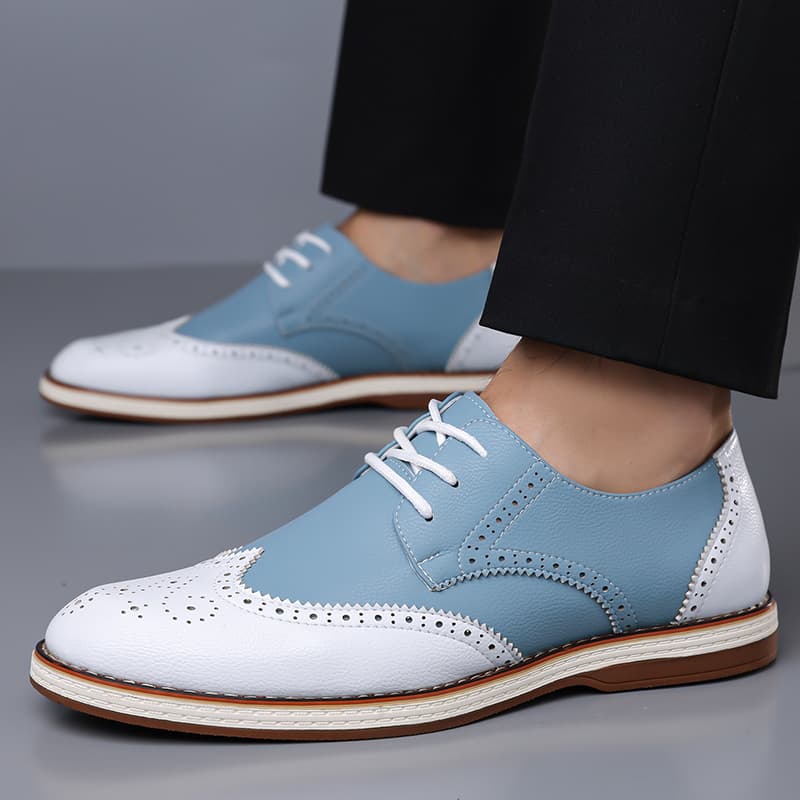 Mens White Blue Two Tone Brogu - Men'S Shoes Hush Puppies recension och pris