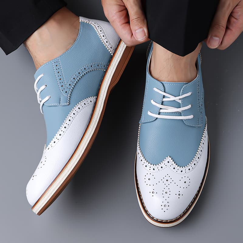 Mens White Blue Two Tone Brogu - Men'S Shoes Hush Puppies recension och pris