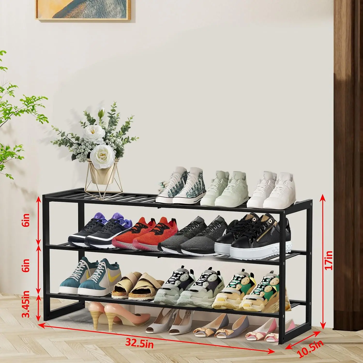 3 Tier 32.5inch Bamboo Shoe Ra - Men Shoes Rack recension och pris