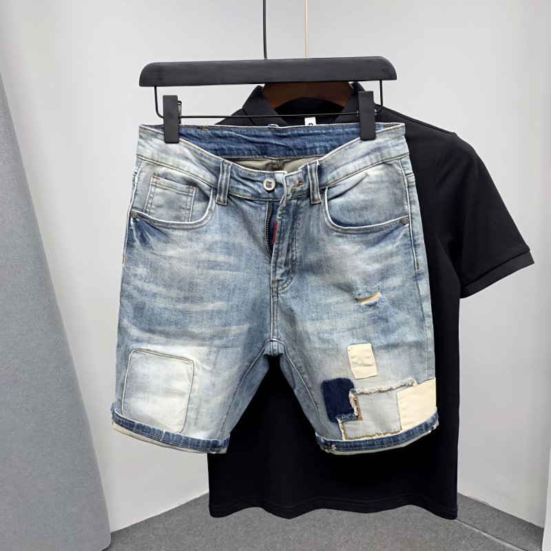 Straight Male Denim Shorts Rip - Men'S Shoes With Jeans recension och pris
