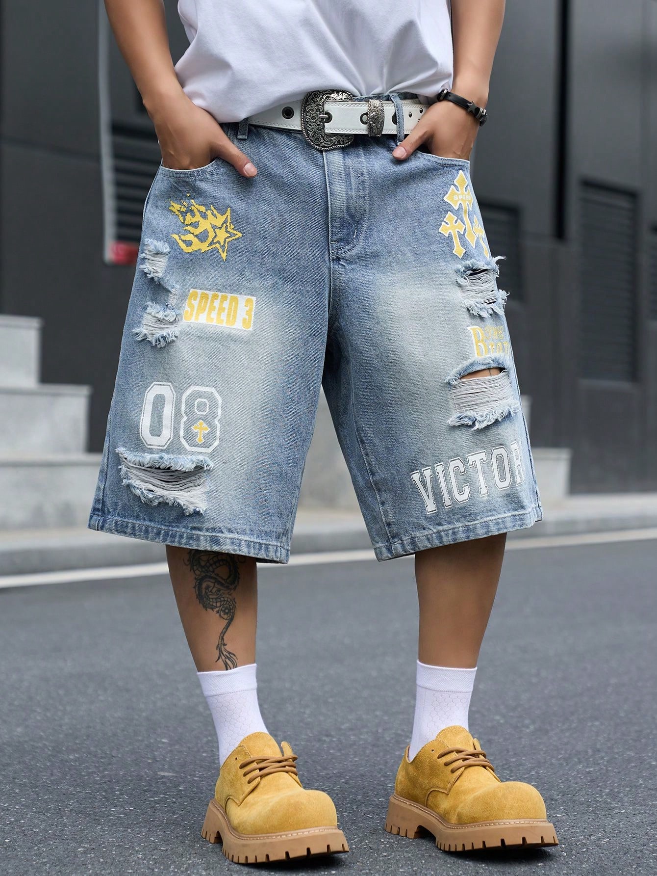Men's Loose Fit Denim Bermuda  - Men'S Shoes With Jeans recension och pris