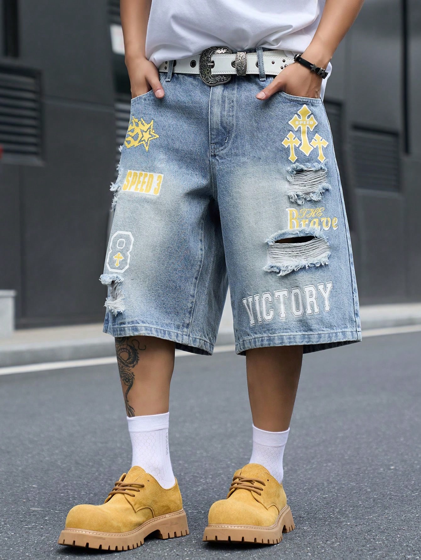 Men's Loose Fit Denim Bermuda  - Men'S Shoes With Jeans recension och pris