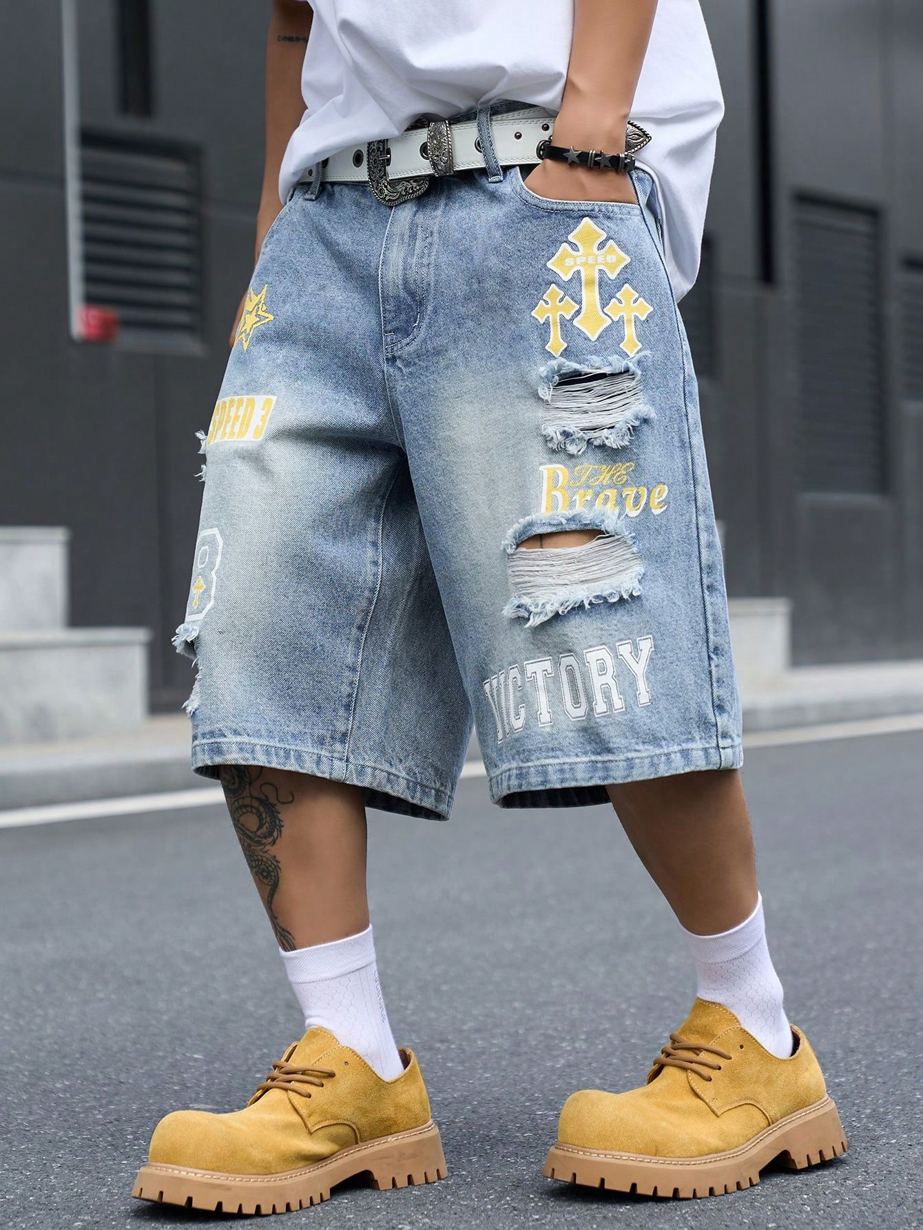Men's Loose Fit Denim Bermuda  - Men'S Shoes With Jeans recension och pris